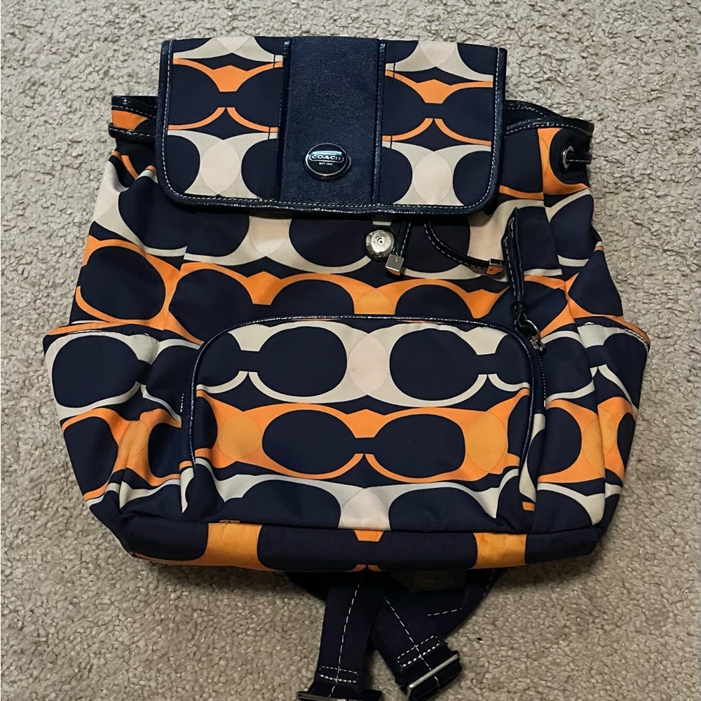 Authentic Coach Blue and Orange Backpack